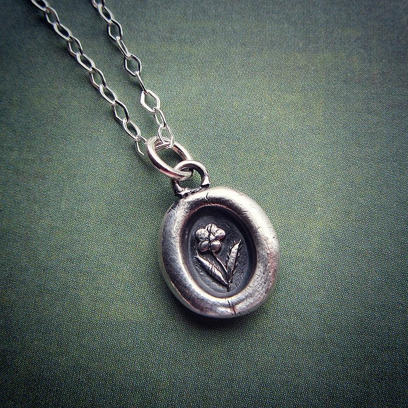 Tiny Flower Wax Seal Necklace