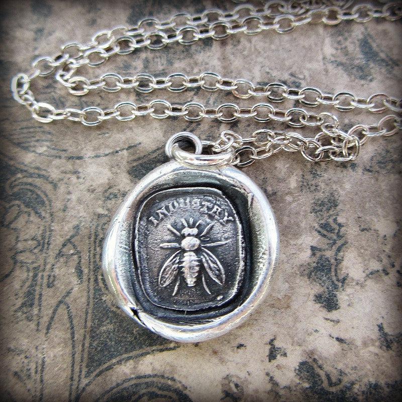 Large bee wax seal necklace