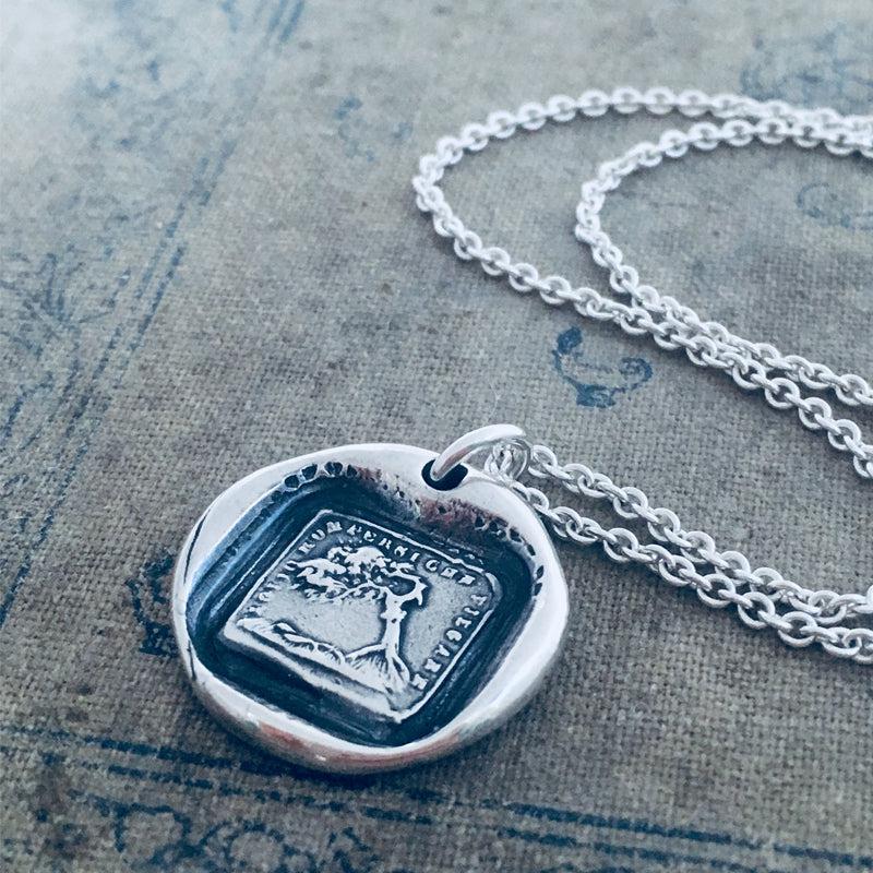 Bend Don&#39;t Break Wax Seal Necklace- go with the flow - the Oak and the Reed Aesop Fable