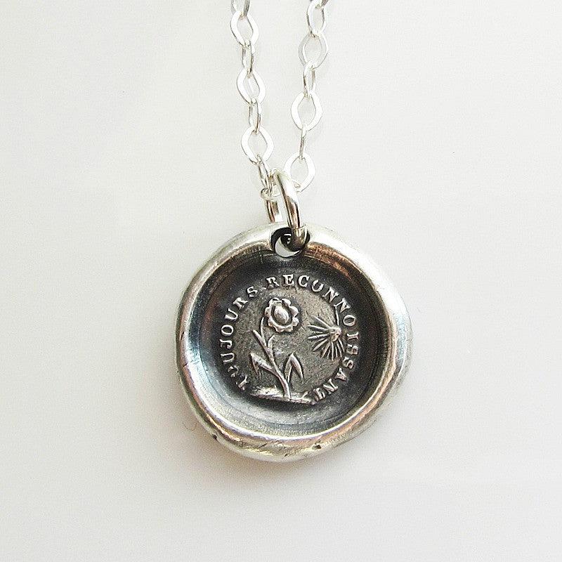 Flower and sun wax seal necklace