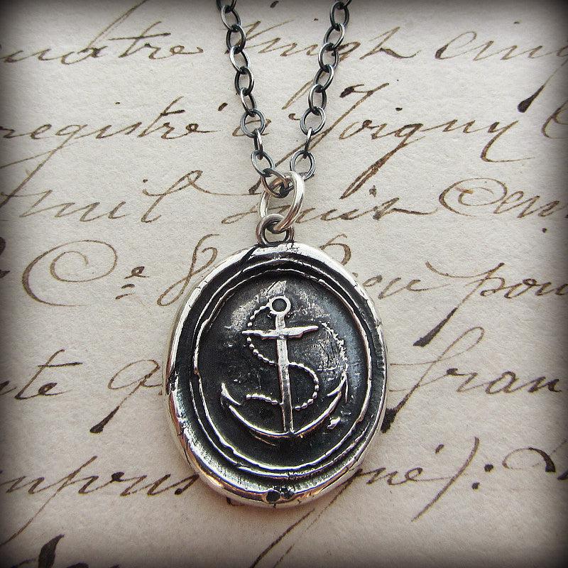 Nautical Anchor Wax Seal Necklace - Shannon Westmeyer Jewelry - 1