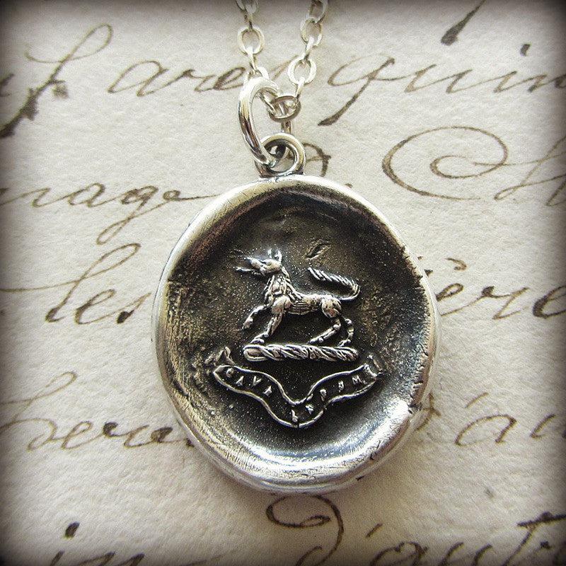 Wolf Wax Seal Pendant Necklace with chain