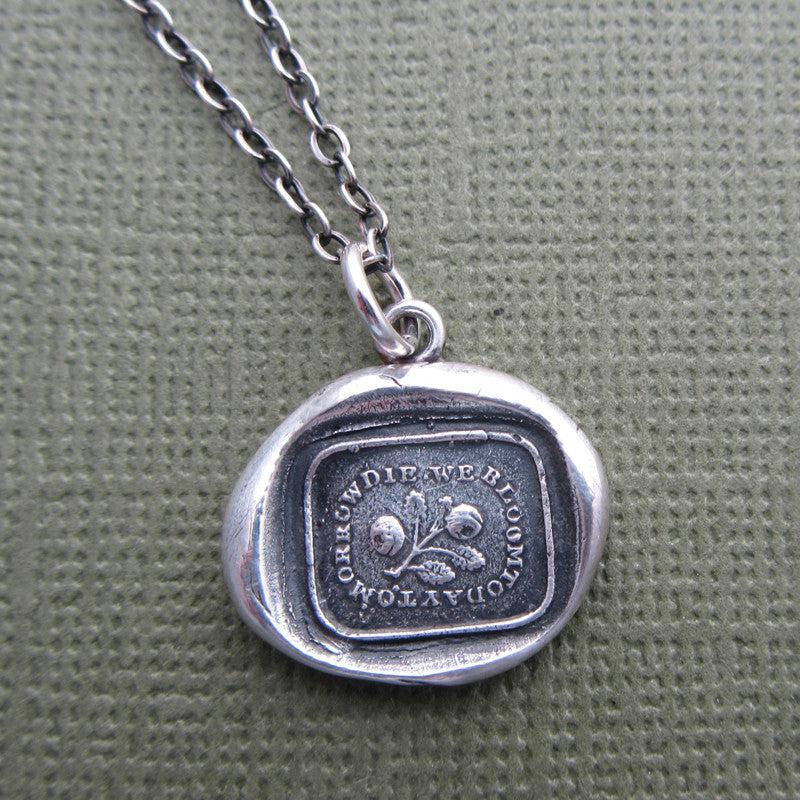Bloom today wax seal necklace with silver chain