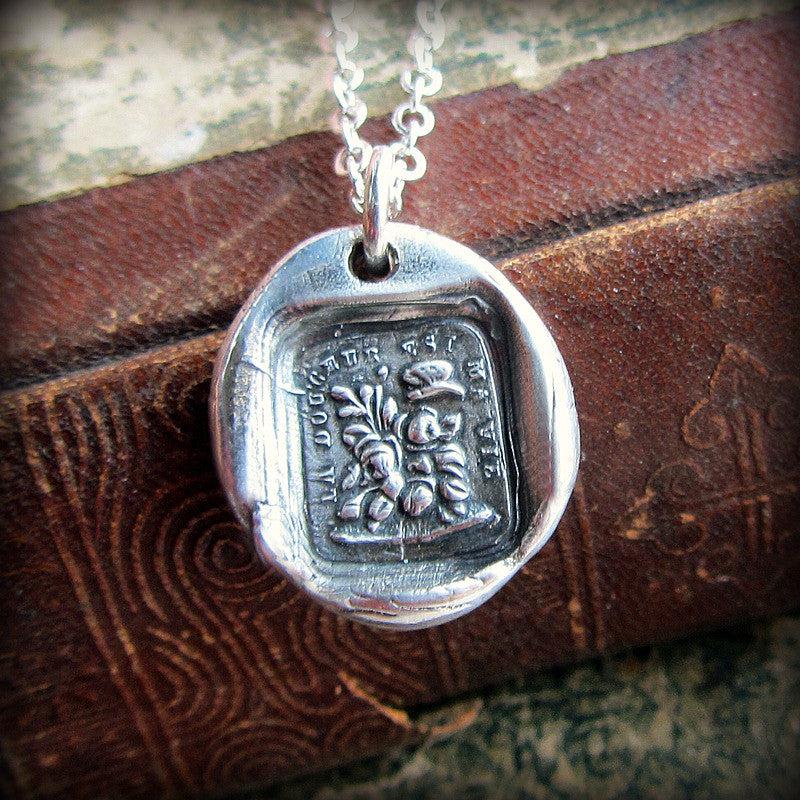 heart and flowers wax seal necklace - wax seal jewelry