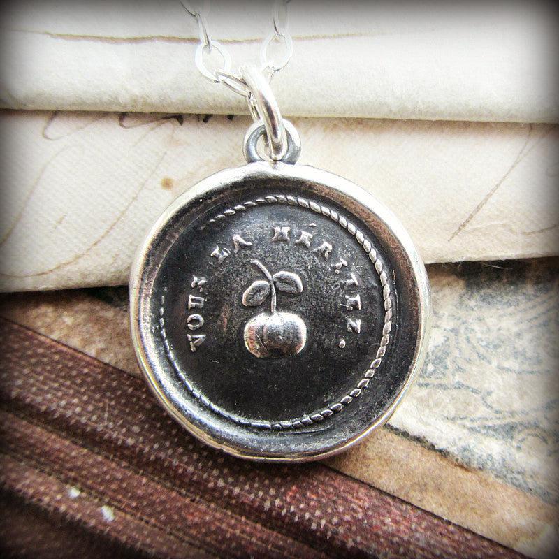 Cherry wax seal necklace with chain