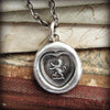 Lion in a heart wax seal necklace