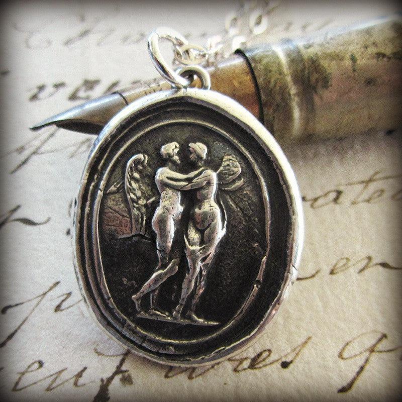 Cupid psyche wax seal necklace