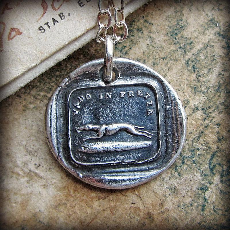 Greyhound dog wax seal necklace