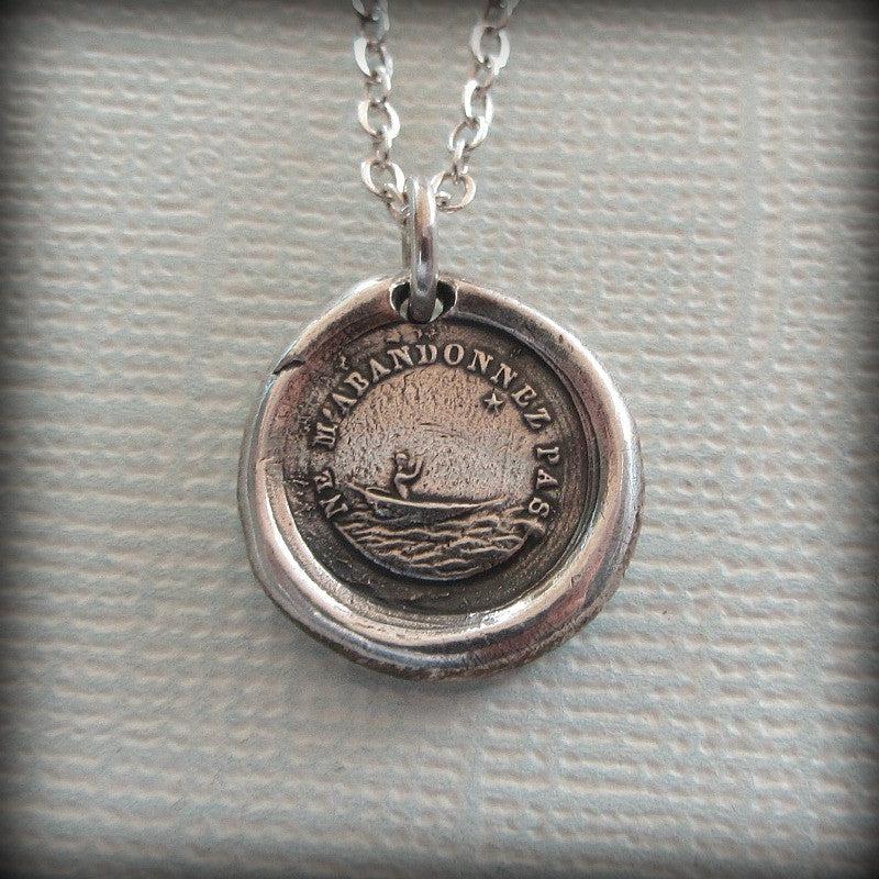 Don't leave me wax seal necklace