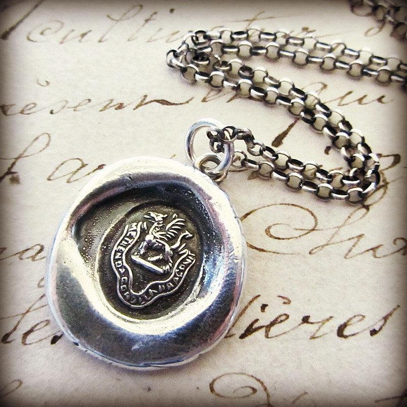 Dragon wax seal necklace close up view
