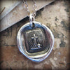 Little cross wax seal necklace