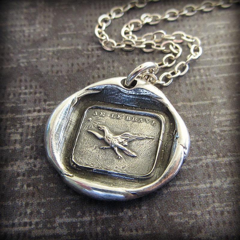 Eagle soaring wax seal necklace