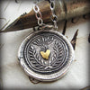 Flaming Gold Heart Wax Seal Necklace 