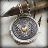 Flaming Gold Heart Wax Seal Necklace