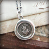 flower forget me not wax seal necklace with silver chain