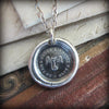 French friendship wax seal necklace silver chain