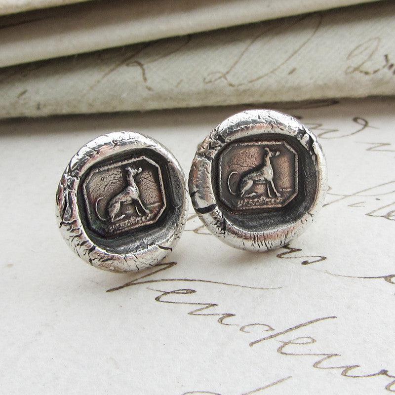 Greyhound Wax Seal Stud Earrings 