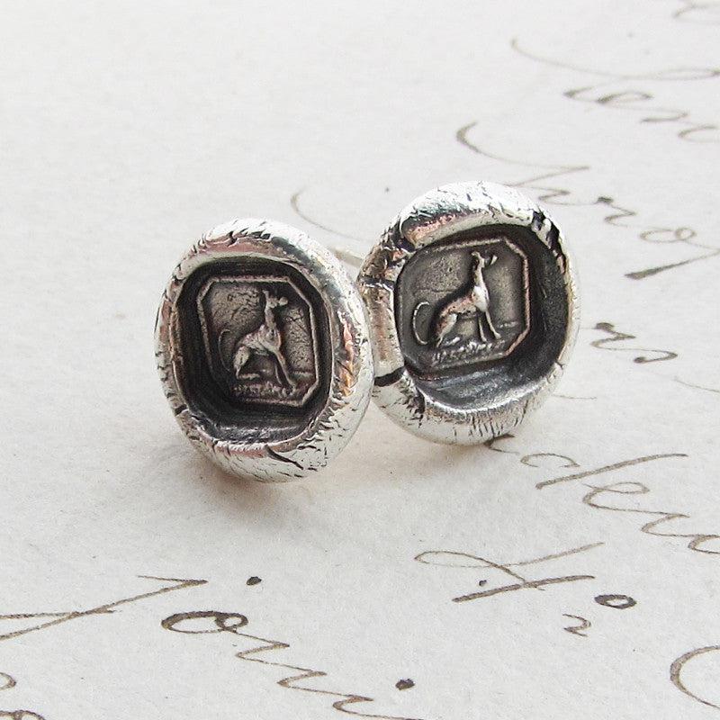 Greyhound Wax Seal Stud Earrings 