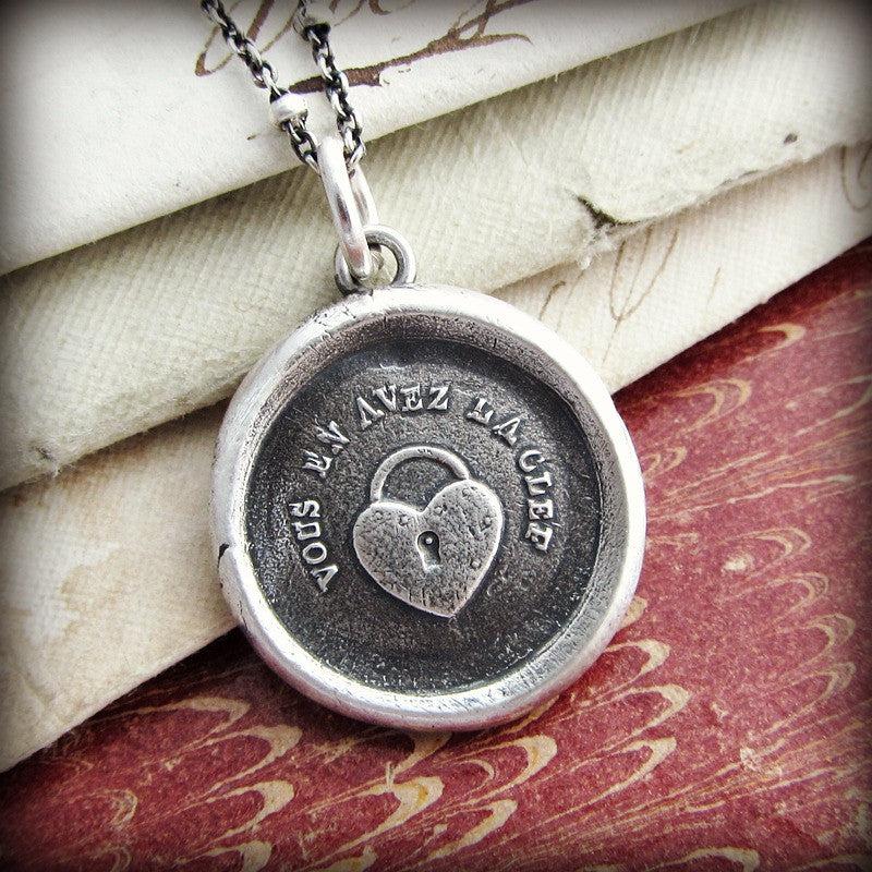 Key To My Heart Padlock Wax Seal Necklace - Shannon