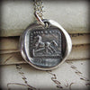 Horse wax seal necklace close up shot