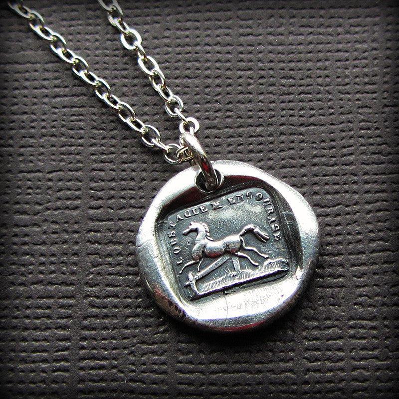 Horse wax seal necklace
