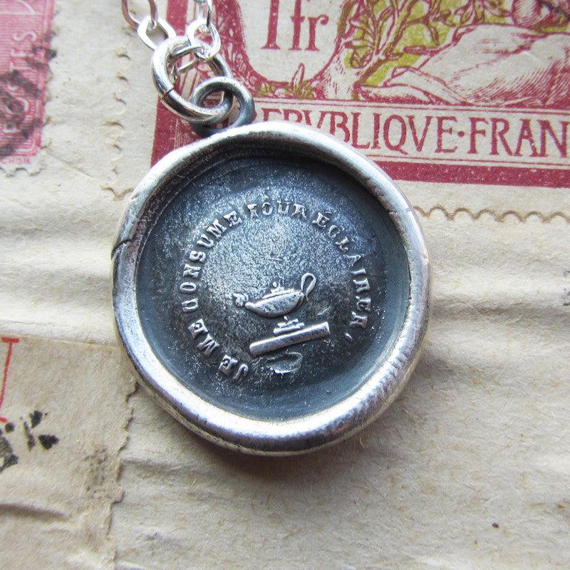 Genie lamp wax seal necklace
