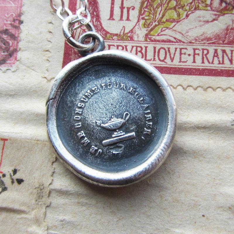 Genie lamp wax seal necklace paper