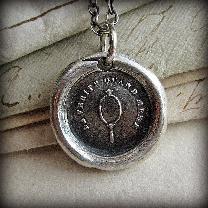 Mirror wax seal necklace
