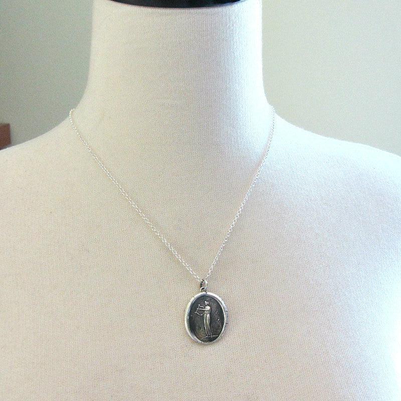 Greek Goddess Euterpe Wax Seal Necklace mannequin