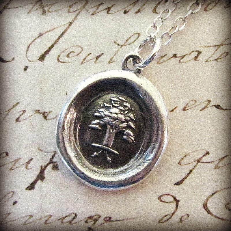 The Oak and The Acorn wax seal necklace