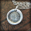 Cupid wax seal necklace  with a silver chain