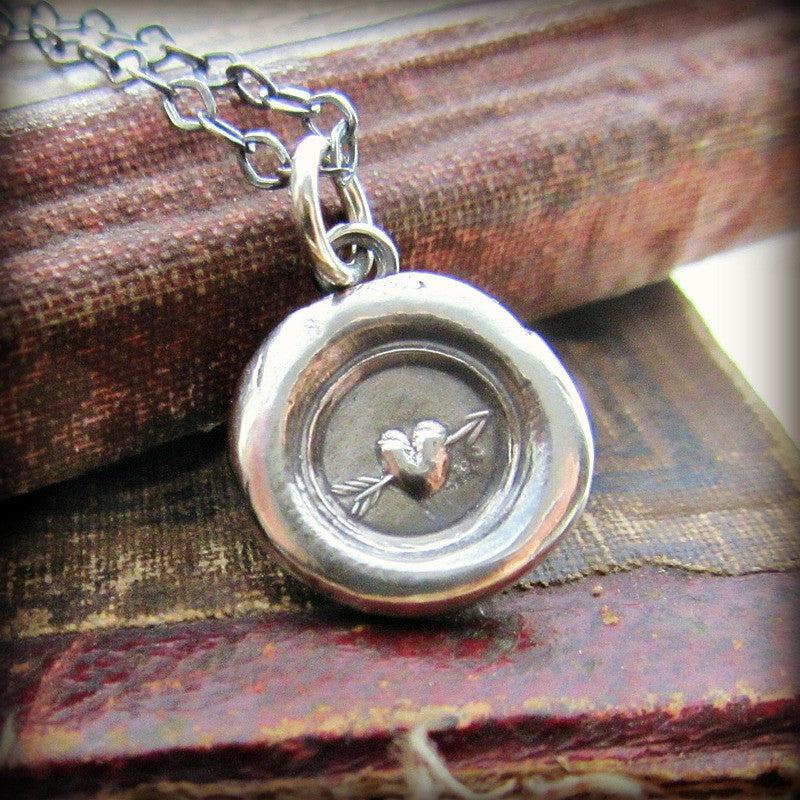 Tiny Heart Wax Seal Necklace 