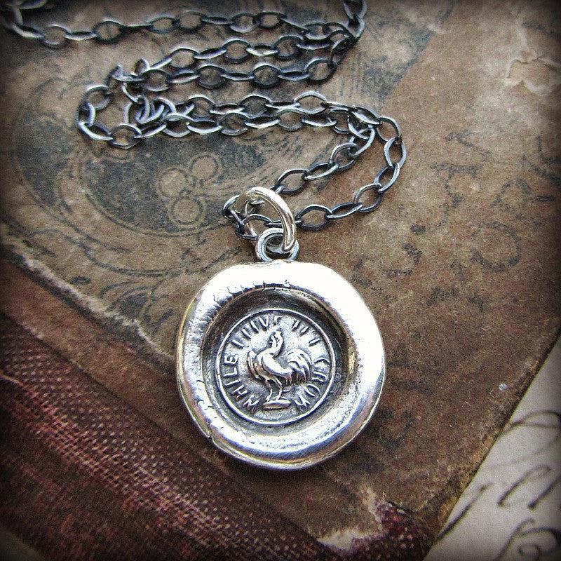 While I Live I&#39;ll Crow Wax Seal Necklace