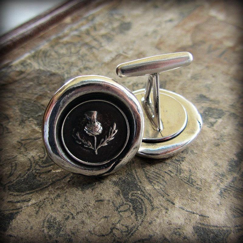 Scottish Thistle wax seal cuff links