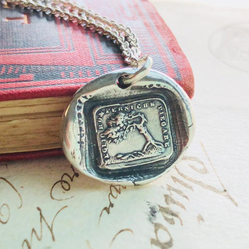 Wax shops Seal Necklace Not Without Thorns antique wax seal jewelry Rose Motto by RQP Studio