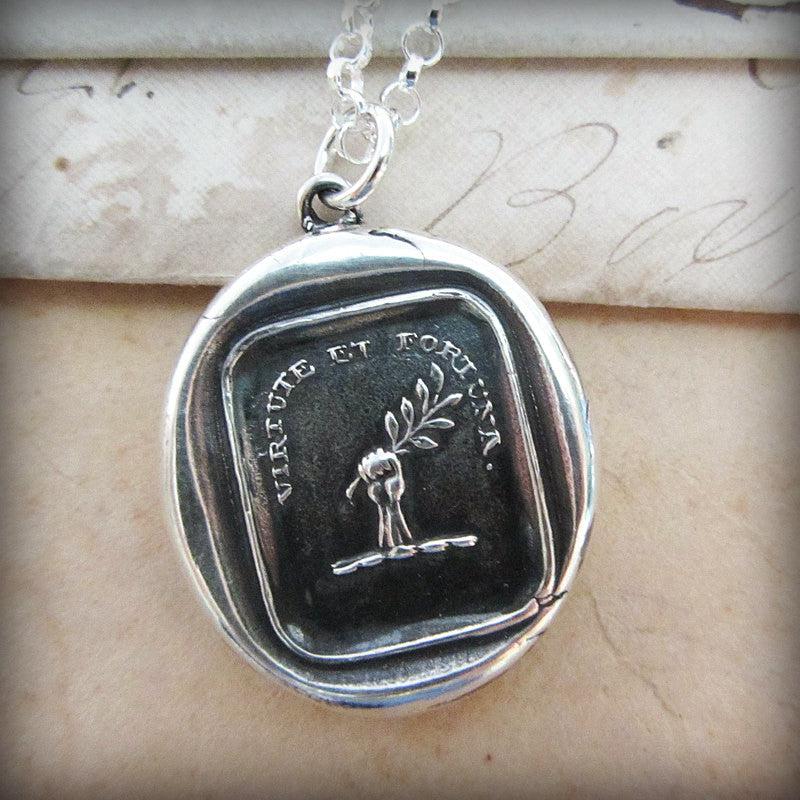 virtue and fortune wax seal on paper