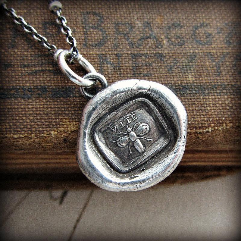 French hone bee wax seal necklace with chain