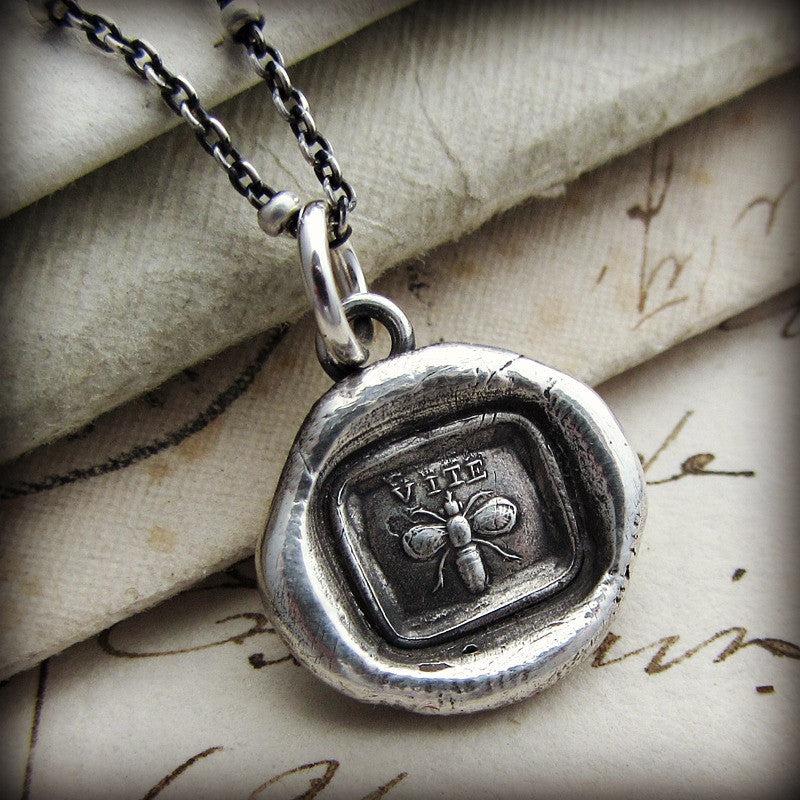 French hone bee wax seal necklace