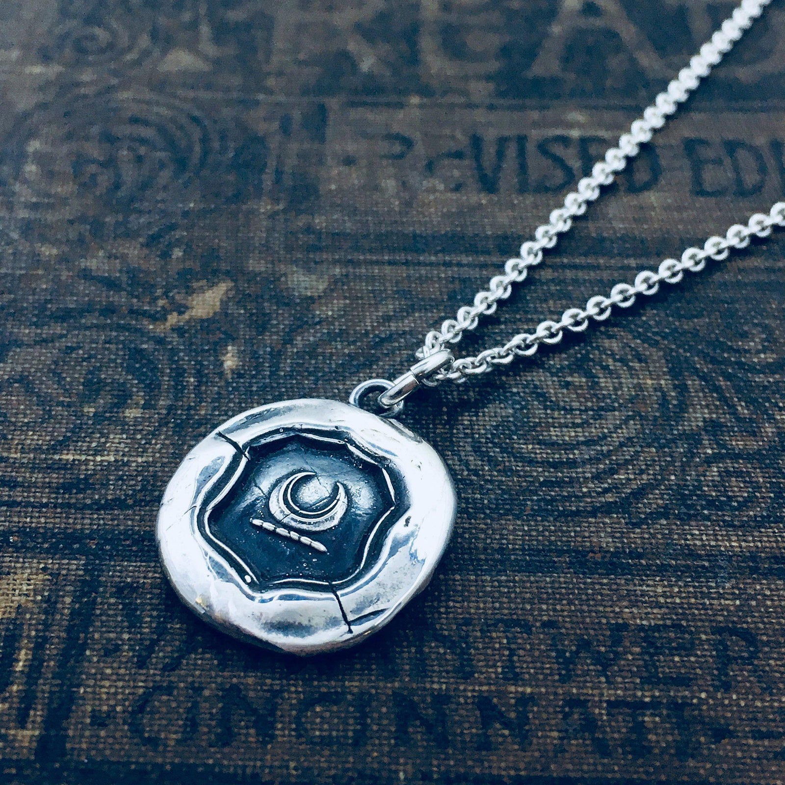 moon upside down wax seal charm