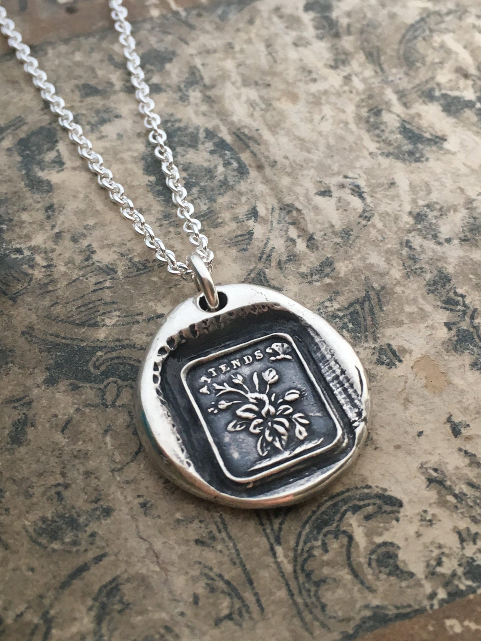 foliage wax seal necklace