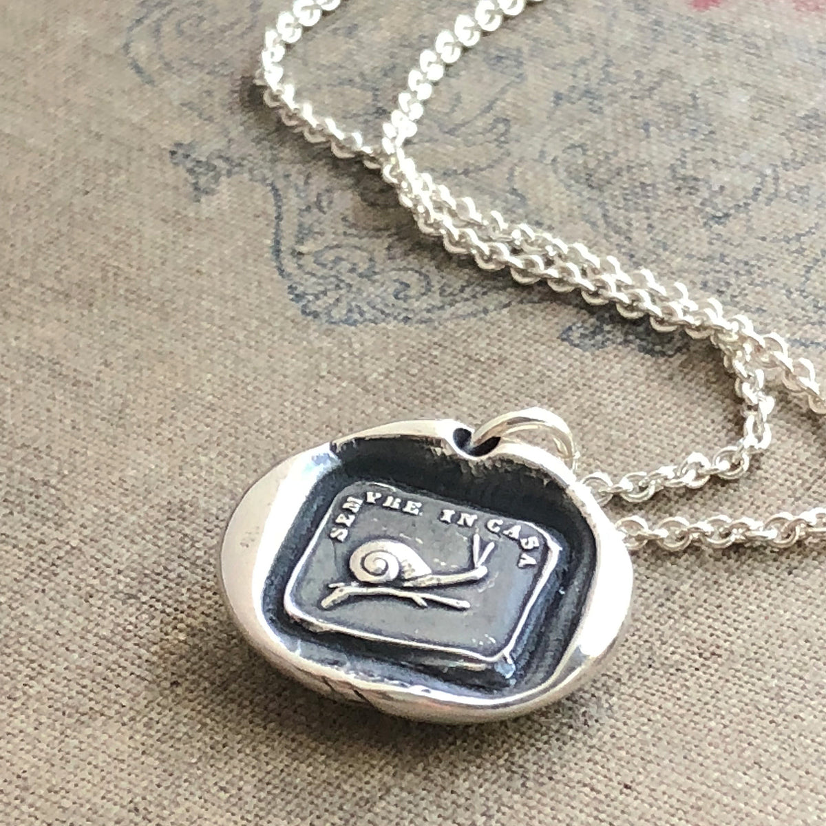 Snail wax seal necklace with chain
