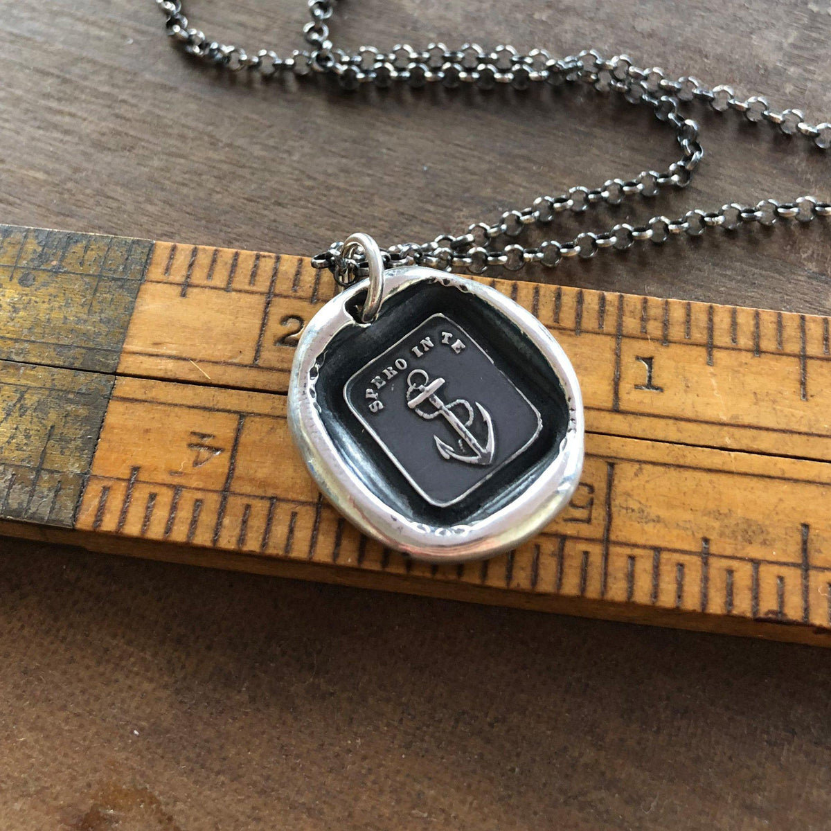 Anchor Necklace on a ruler