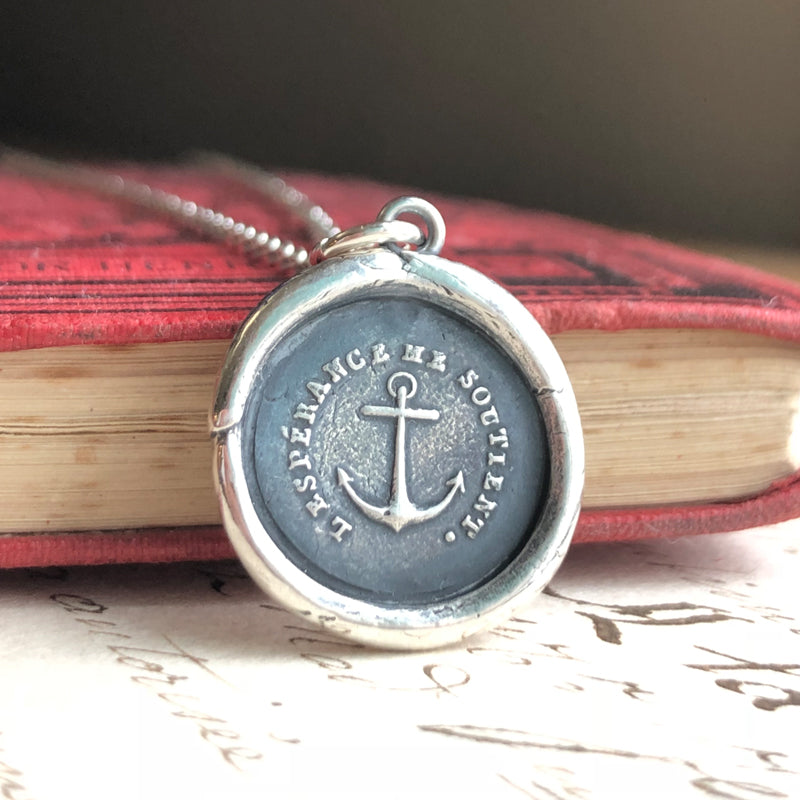 Anchor wax seal necklace closer