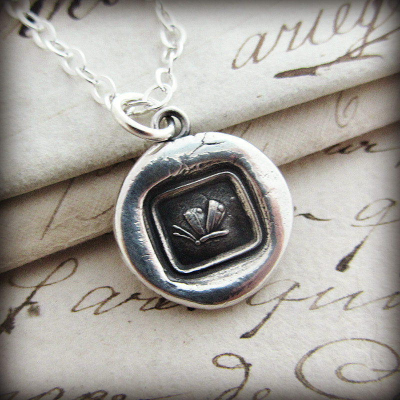 Butterfly wax seal necklace silver chain