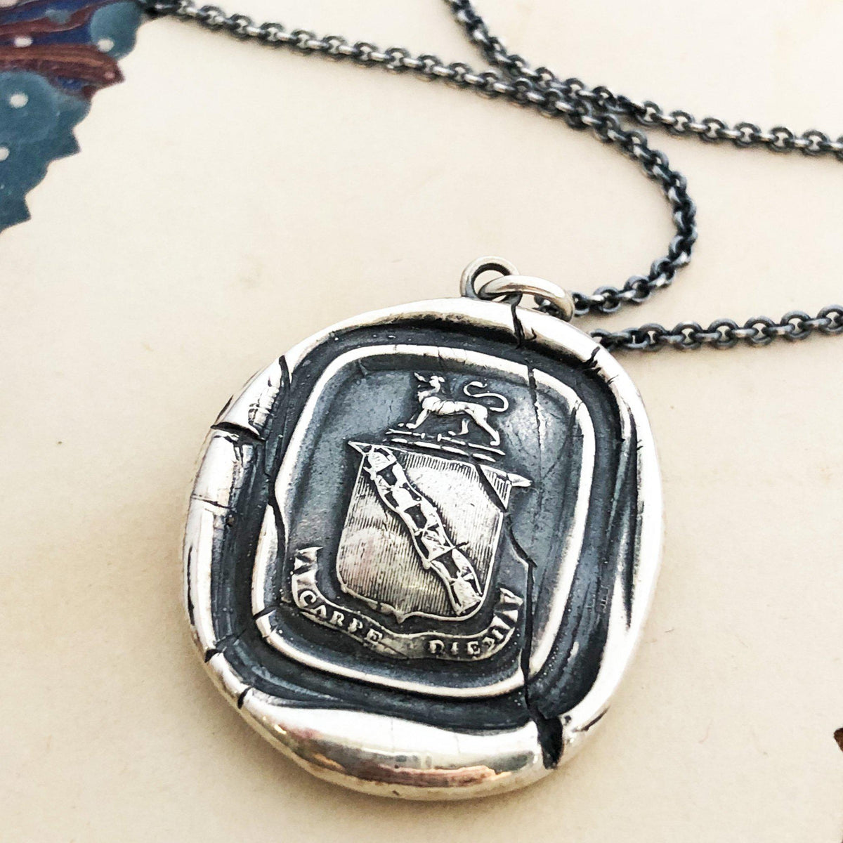 Carpe diem crest necklace