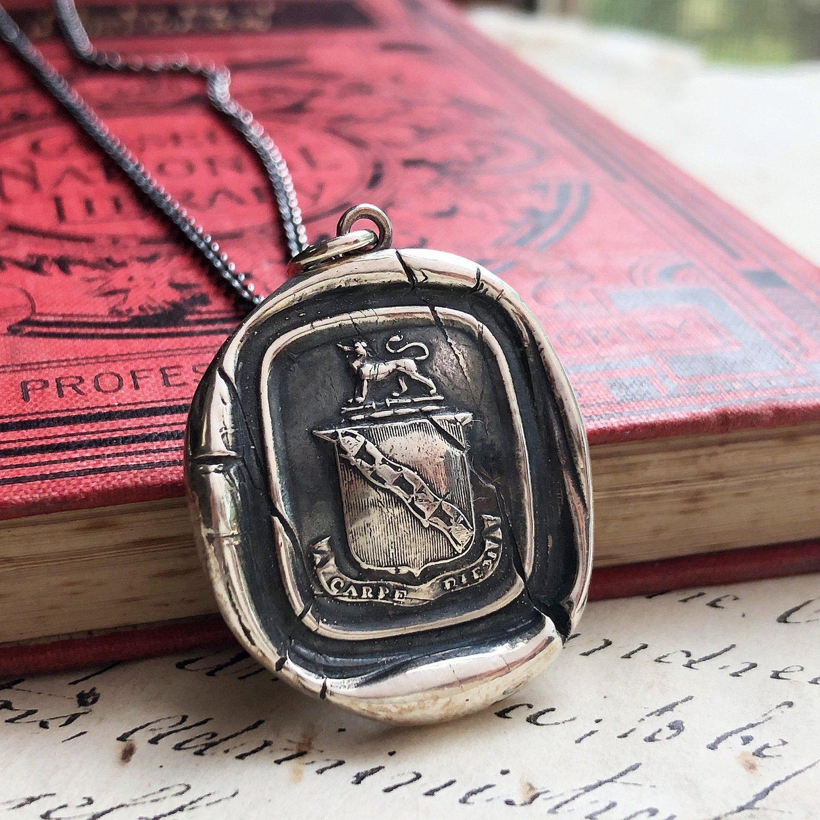 Carpe diem crest necklace