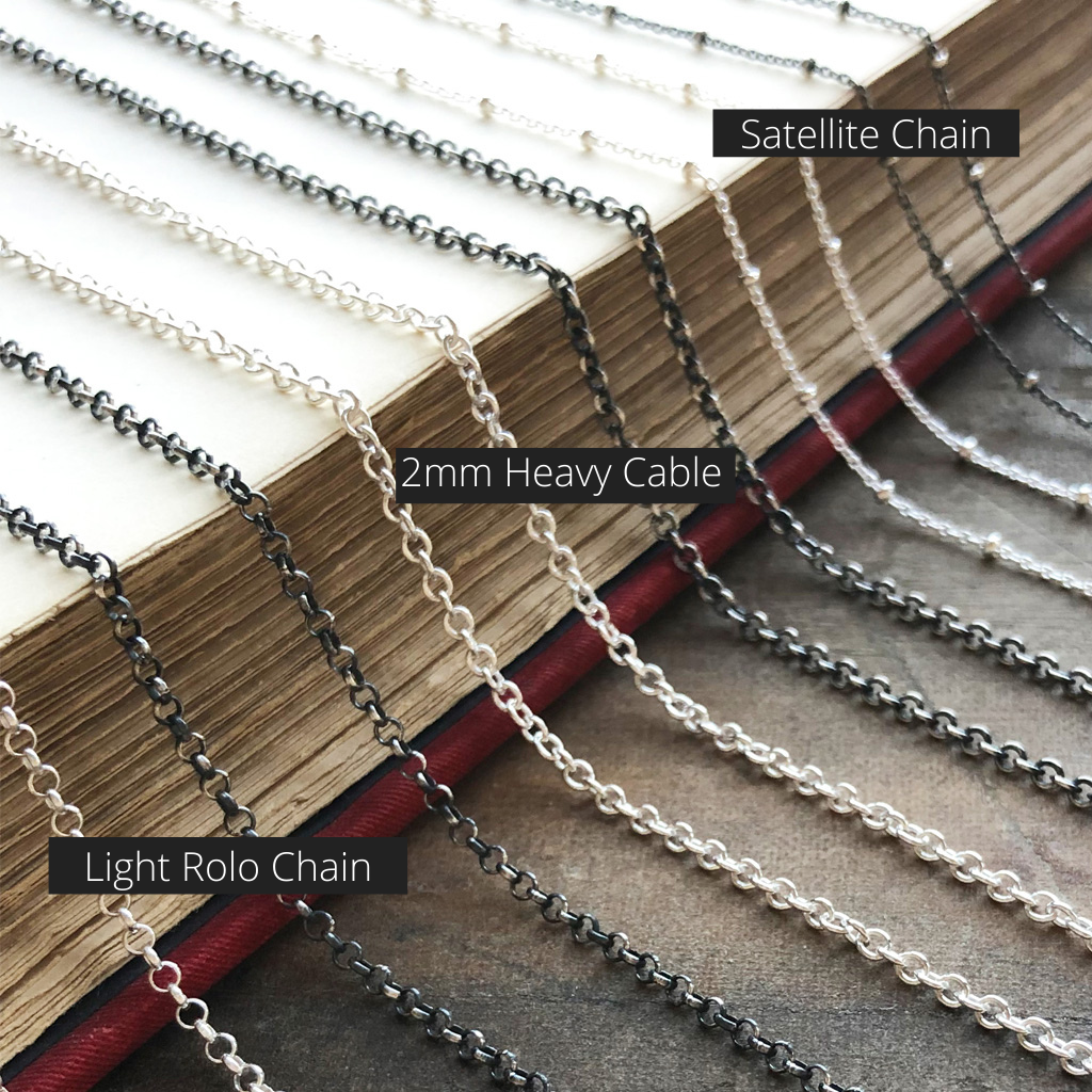 Elephant wax seal necklace chain styles side view