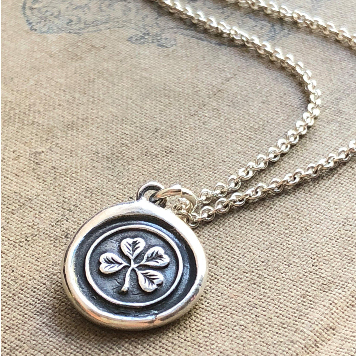 clover wax seal necklace clover pendant 