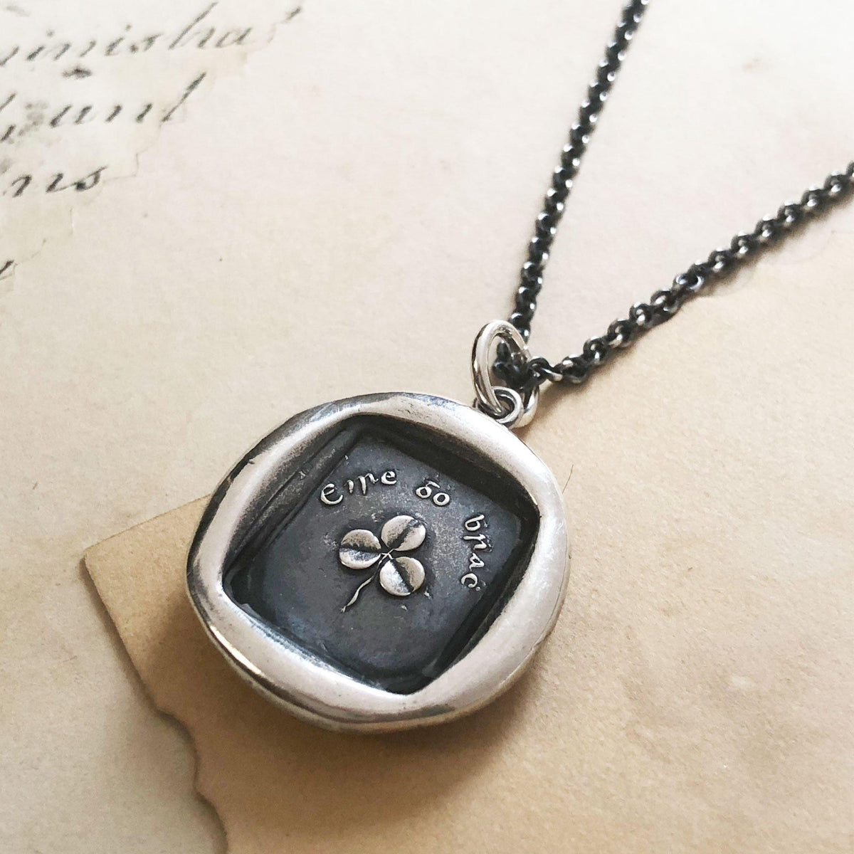 Shamrock wax seal necklace brag charm