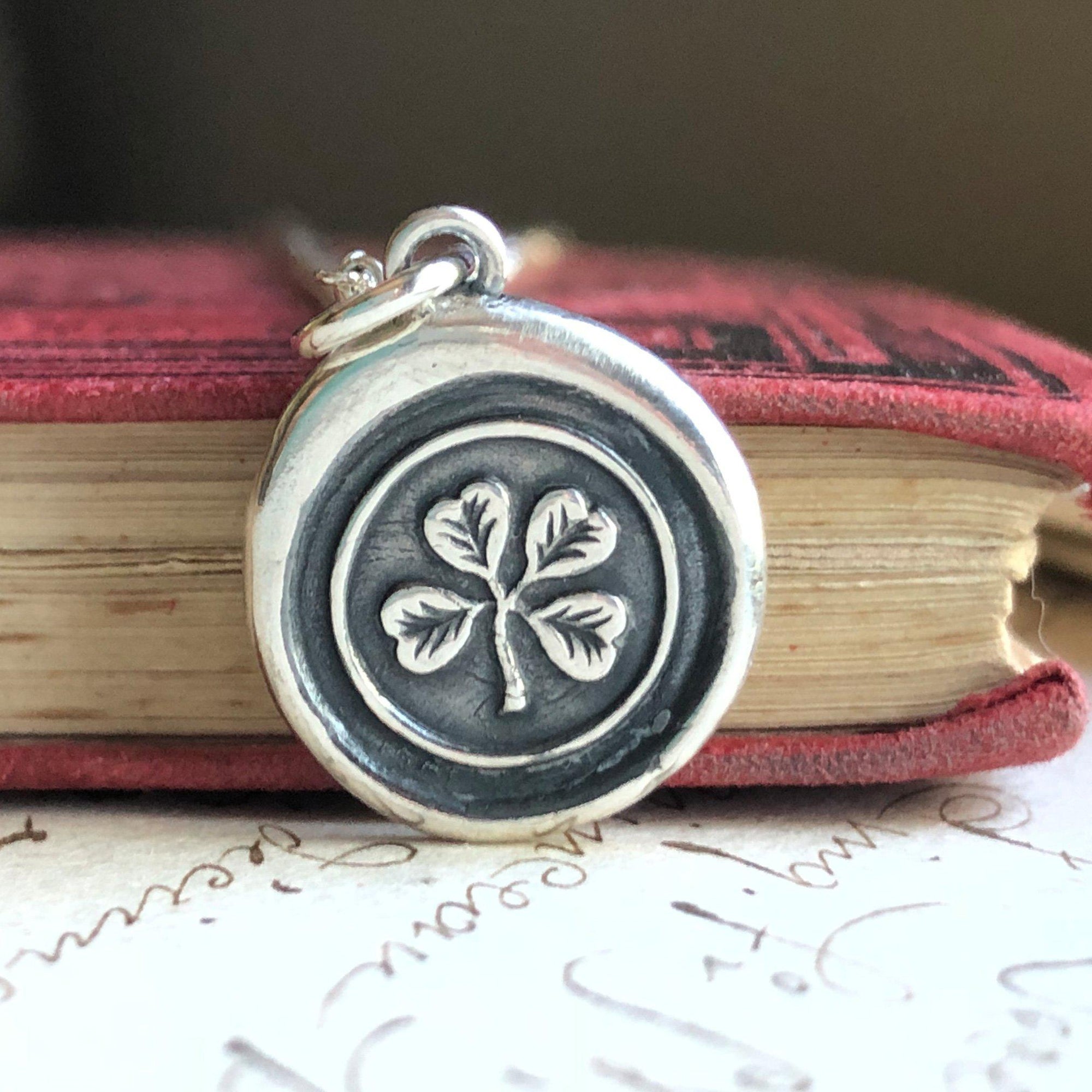 clover wax seal necklace